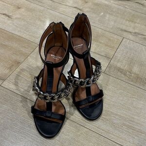 Givenchy Black Heels with Silver Chain Accent